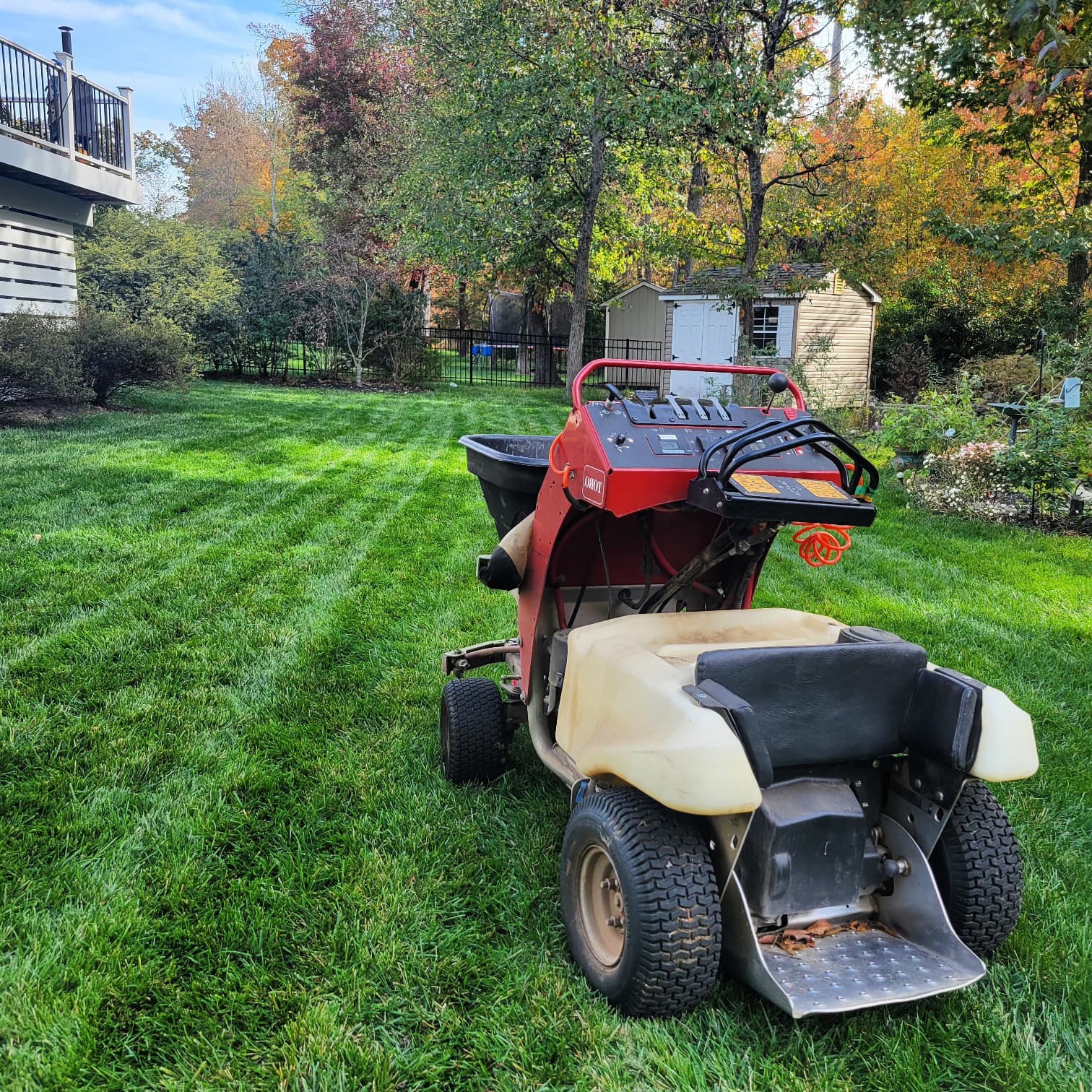 Lush, dark-green fertilized lawn in Northern Virginia